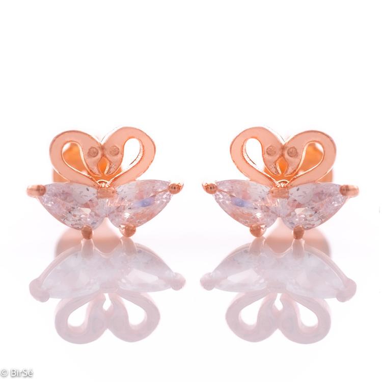 Silver Earrings - Pink Swans