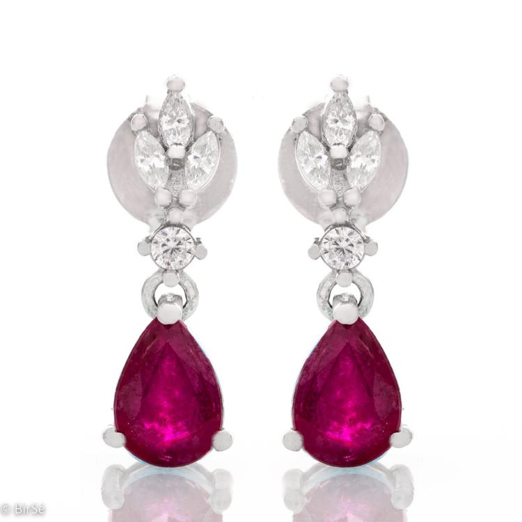 Silver earrings - Natural ruby 1,50 ct.