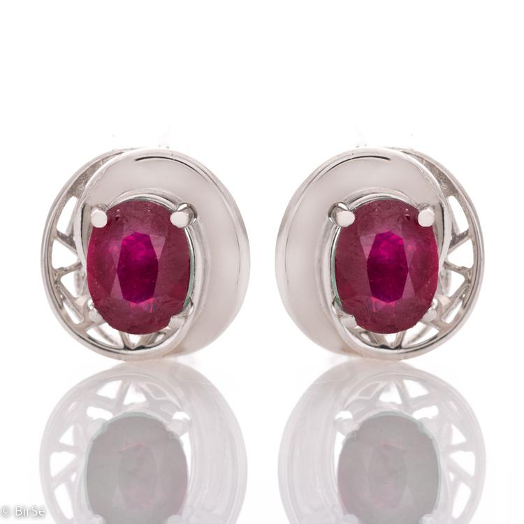 Silver earrings - Natural Ruby 3,10 ct.