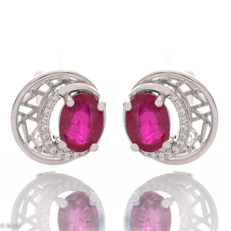 Silver earrings - Natural Ruby 3,10 ct.