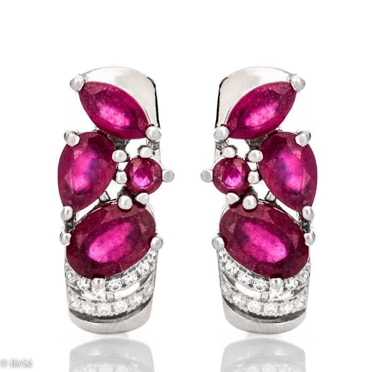 Silver earrings - Natural Ruby 3,60 ct.