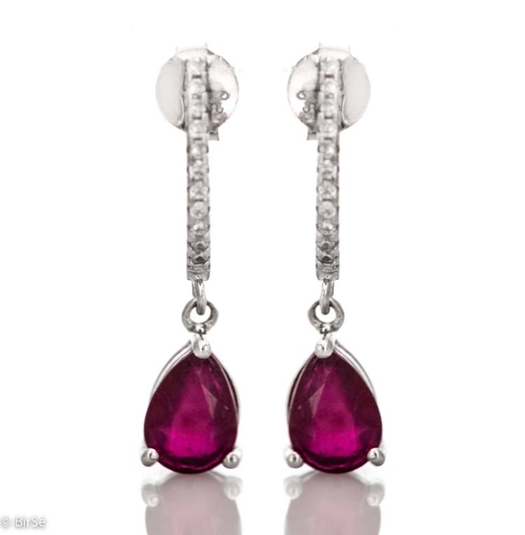 Silver Earrings - Natural Ruby 1,50 ct.