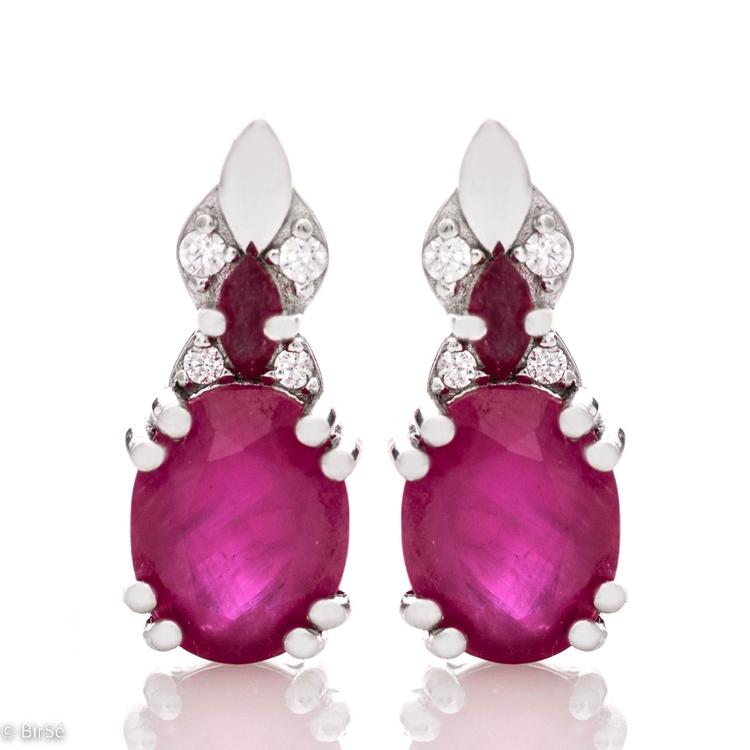 Silver earrings - Natural Ruby 4,66 ct.