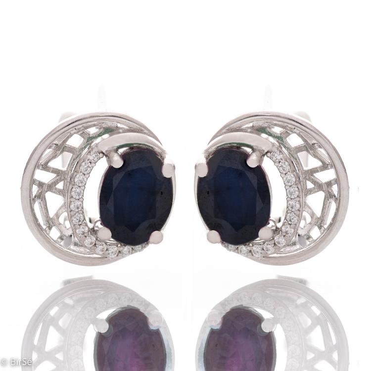 Silver earrings - Natural Sapphire 3,10 ct.