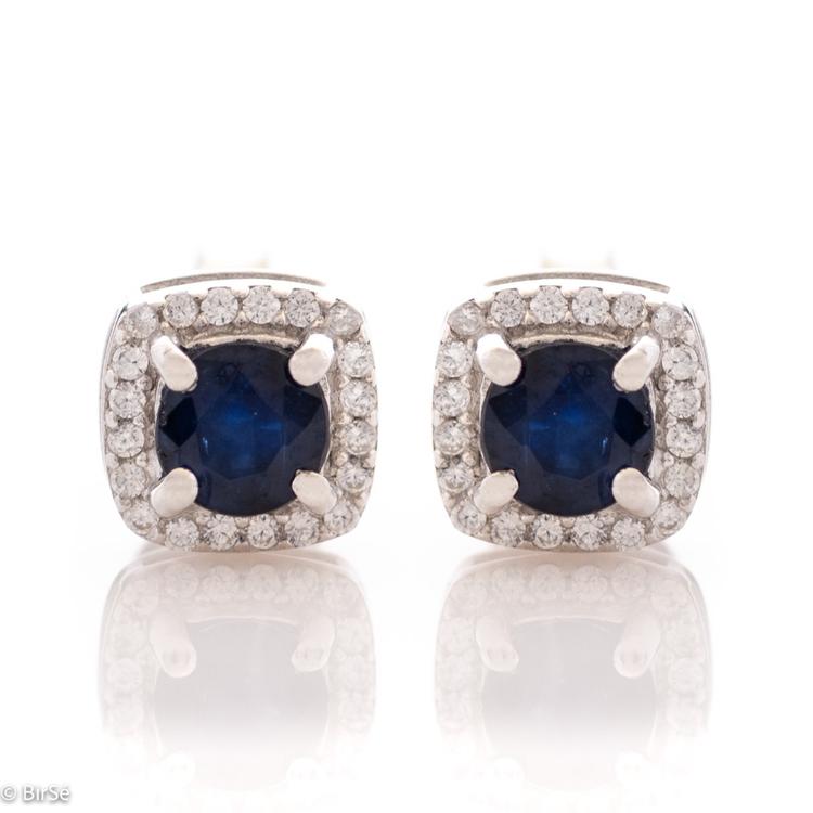 Silver earrings - Natural Sapphire 1,30 ct.