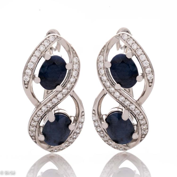 Silver earrings - Natural Sapphire 1,40 ct.