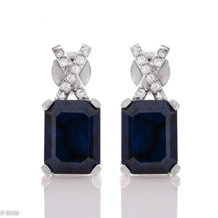 Silver earrings - Natural Sapphire 1,30 ct.