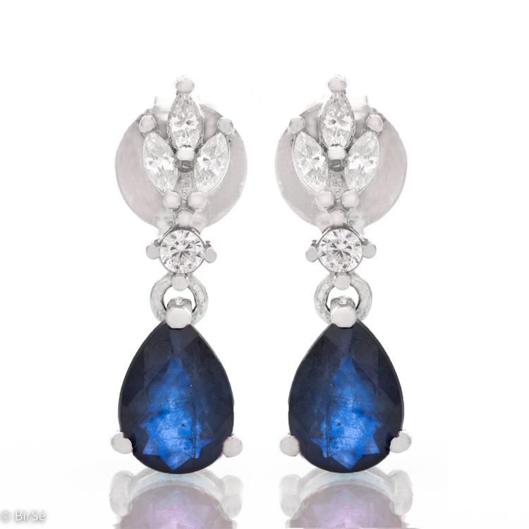 Silver earrings - Natural sapphire 1,50 ct.