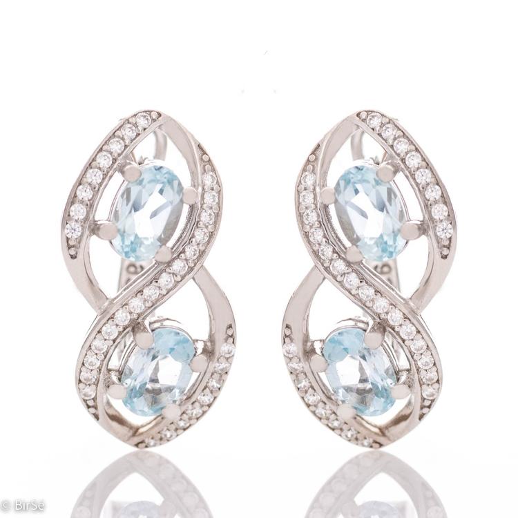 Silver earrings - Natural Blue Topaz 1,12 ct.