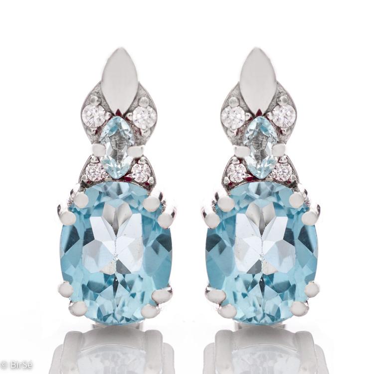 Silver earrings - Natural blue topaz 5,14 ct.