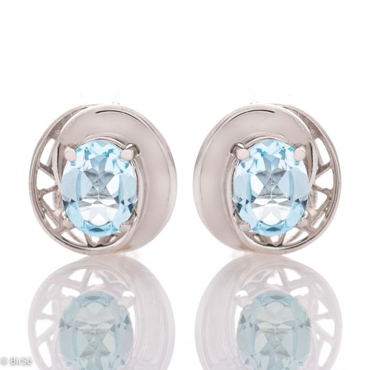 Silver earrings - Natural Blue Topaz 3,20 ct.