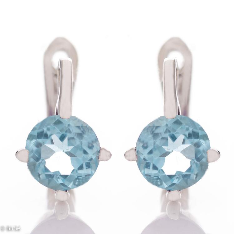 Silver earrings - Natural Blue Topaz 3,10 ct.