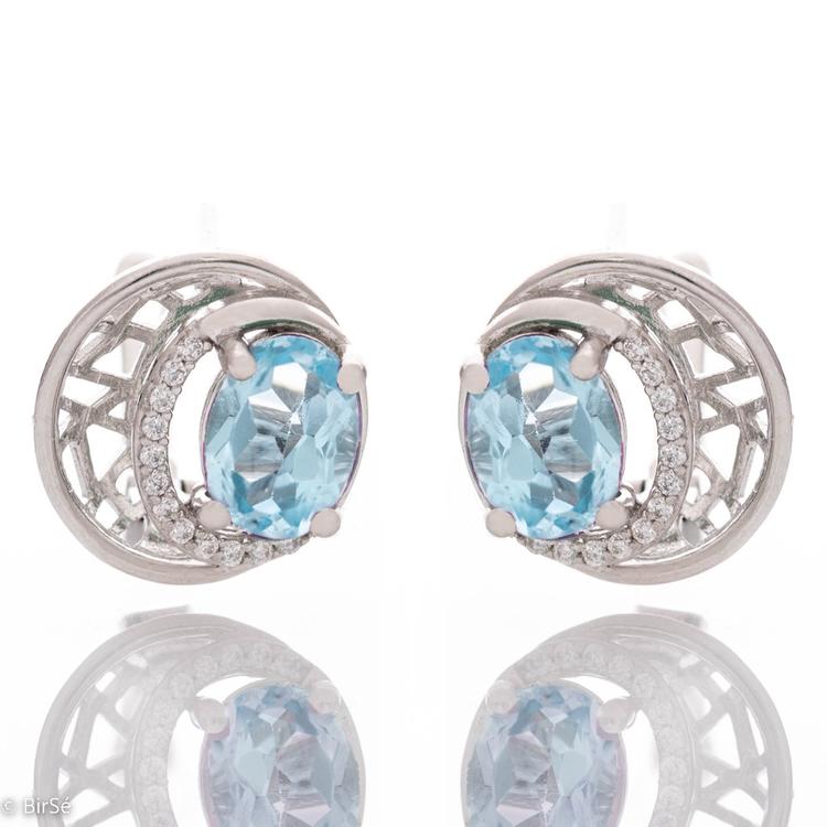 Silver earrings - Natural Blue Topaz 3,20 ct.