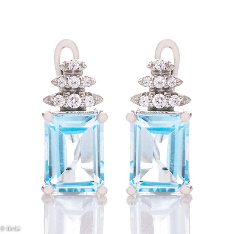 Silver Earrings Bagget- Natural Blue Topaz 3,20 ct.