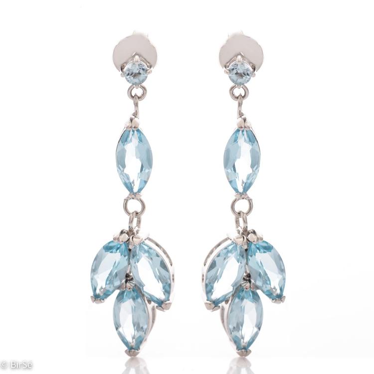 Silver earrings - Natural Blue Topaz 9,82 ct.