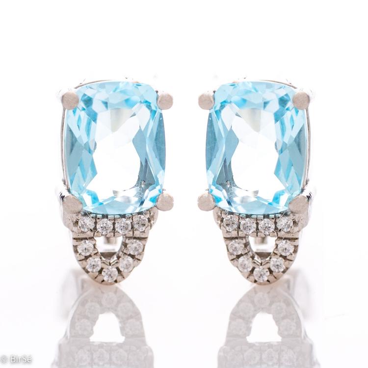 Silver Earrings - Natural Blue Topaz 3,20 ct.