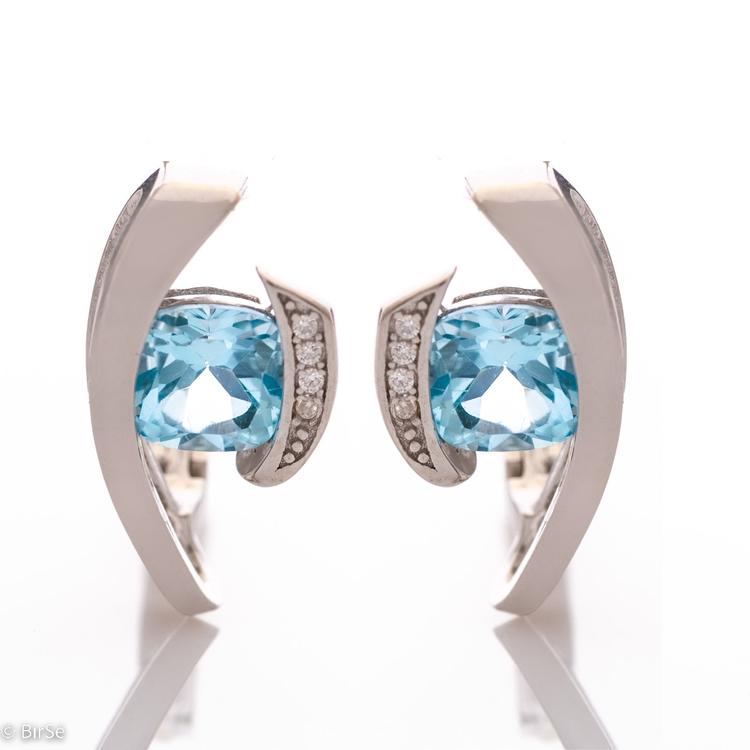 Silver earrings - Natural Blue Topaz 3,10 ct.