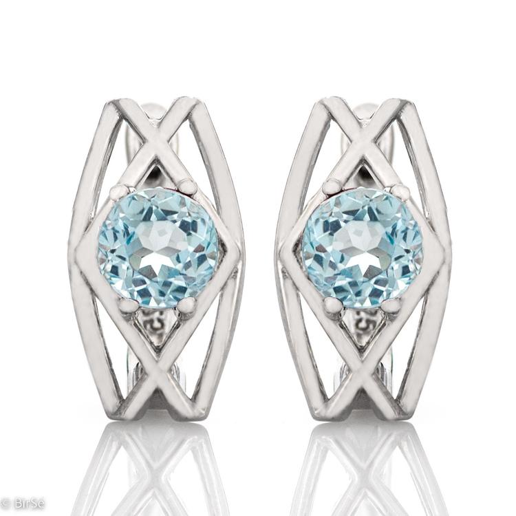 Silver earrings - Natural Blue Topaz 2,00 ct.