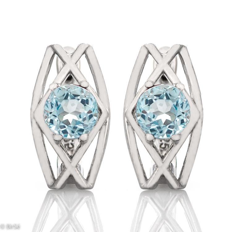 Silver earrings - Natural Blue Topaz 2,00 ct.