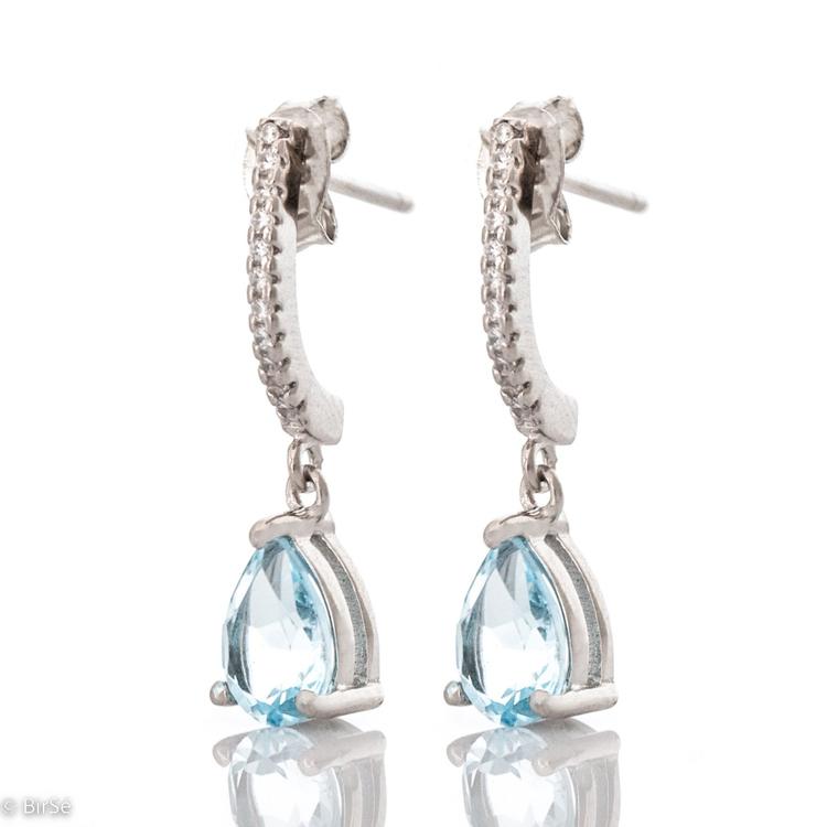 Silver earrings - Natural Blue Topaz 2,00 ct.