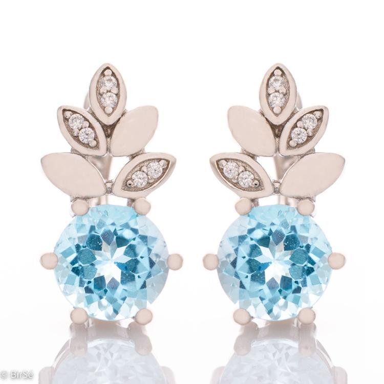 Silver earrings Pineapple - Natural Blue Topaz 2,00 ct.