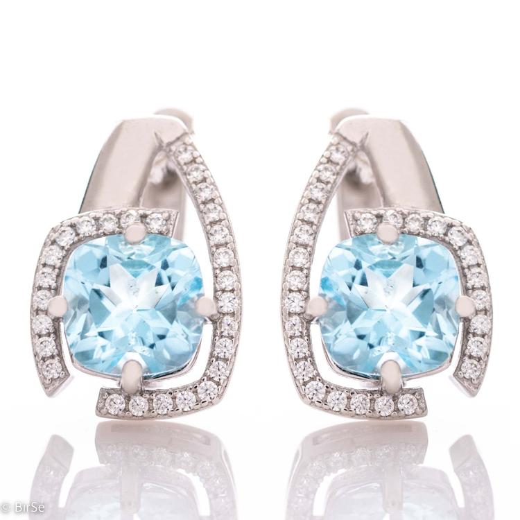 Silver earrings - Natural Blue Topaz 2,00 ct.