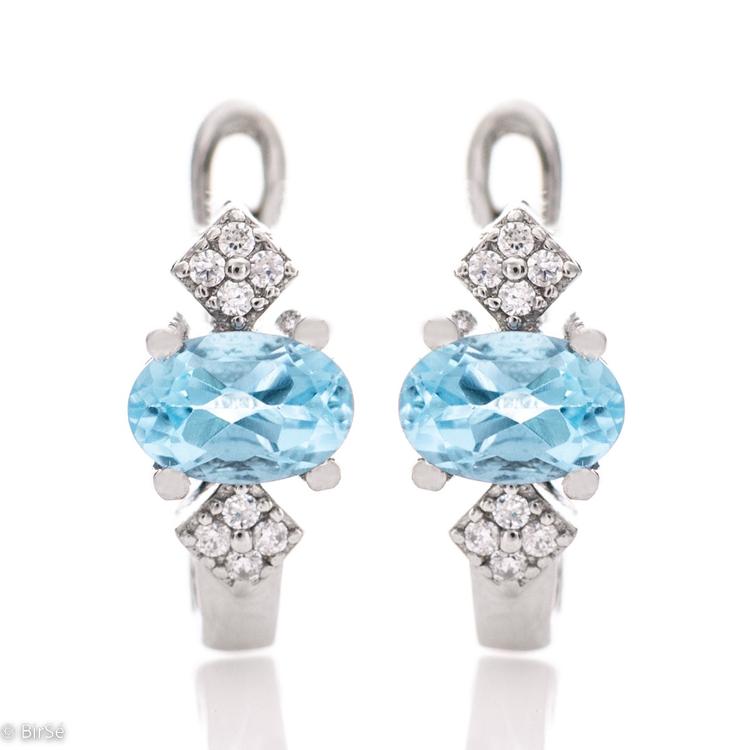 Silver earrings - Natural Blue Topaz 3,20 ct.