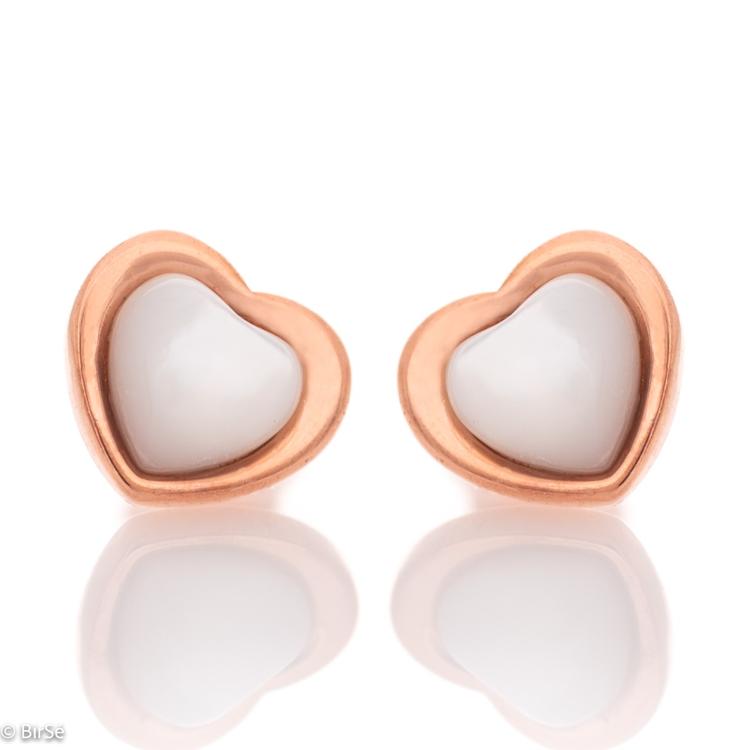 Silver Earrings - Pink Hearts