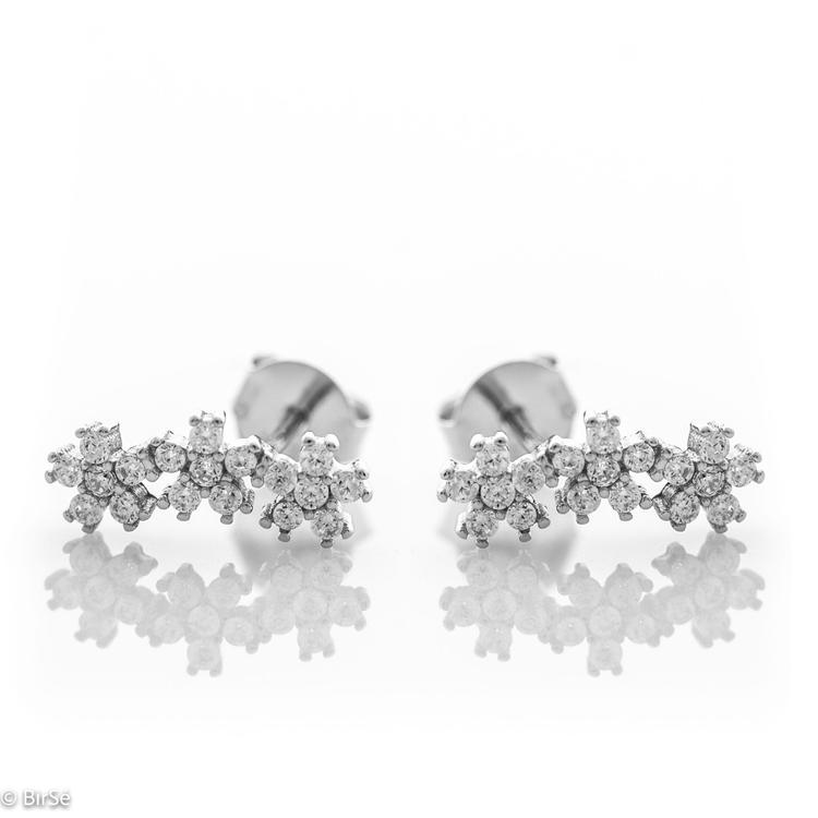 Silver earrings - Three Flowers