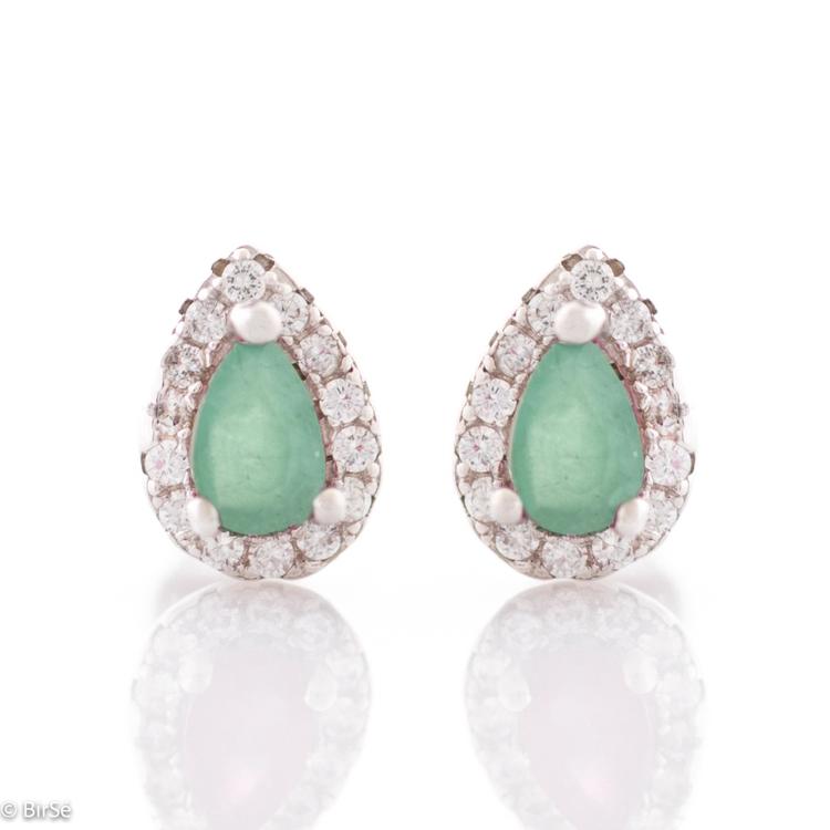 Silver earrings - Natural Emerald 0,50 ct.