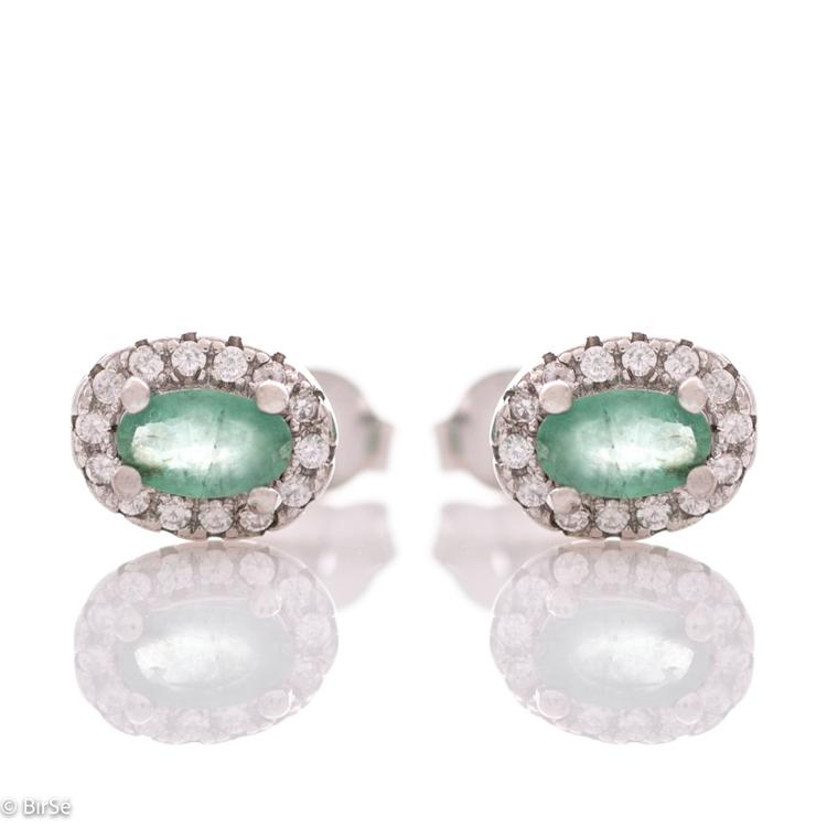 Silver earrings - Natural Emerald 0,50 ct.