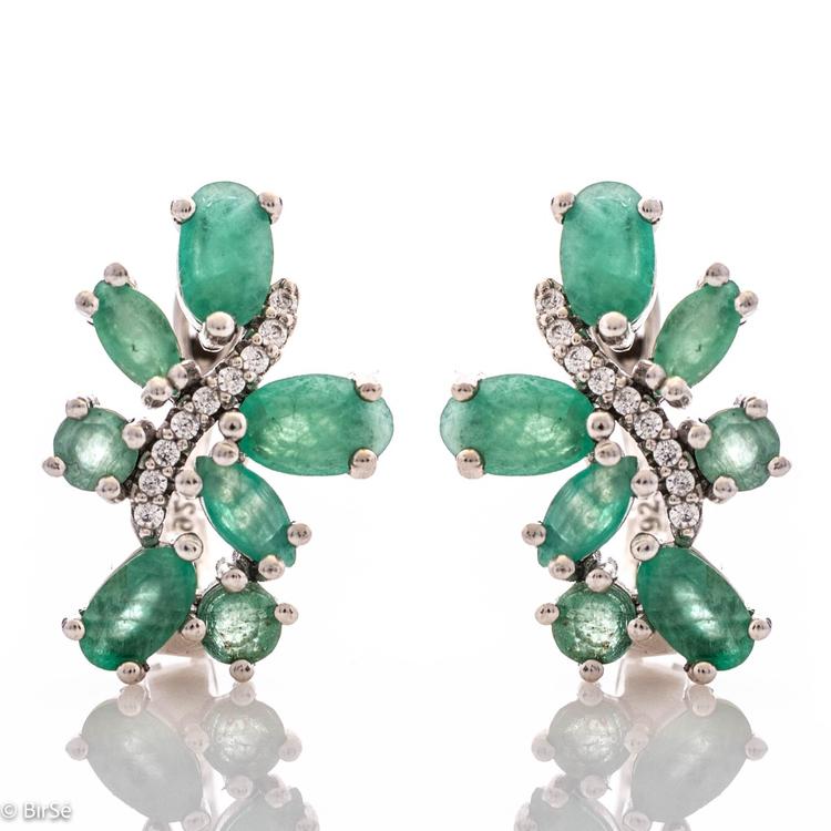 Silver earrings - Natural emerald 2,74 ct.