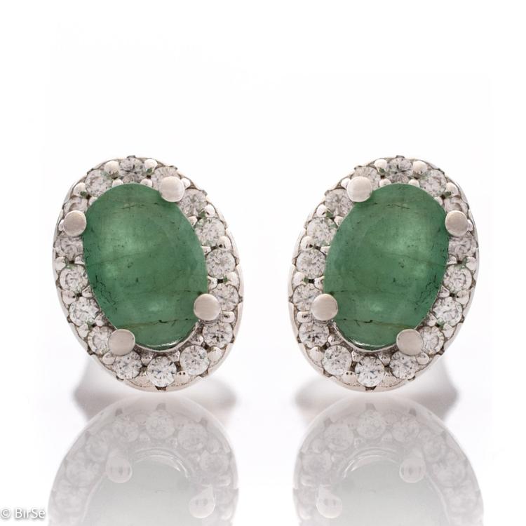 Silver earrings - Natural emerald 1,04 ct.