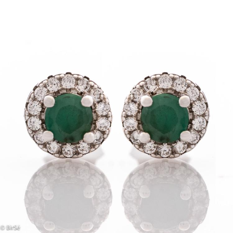 Silver earrings - Natural emerald 0,54 ct.