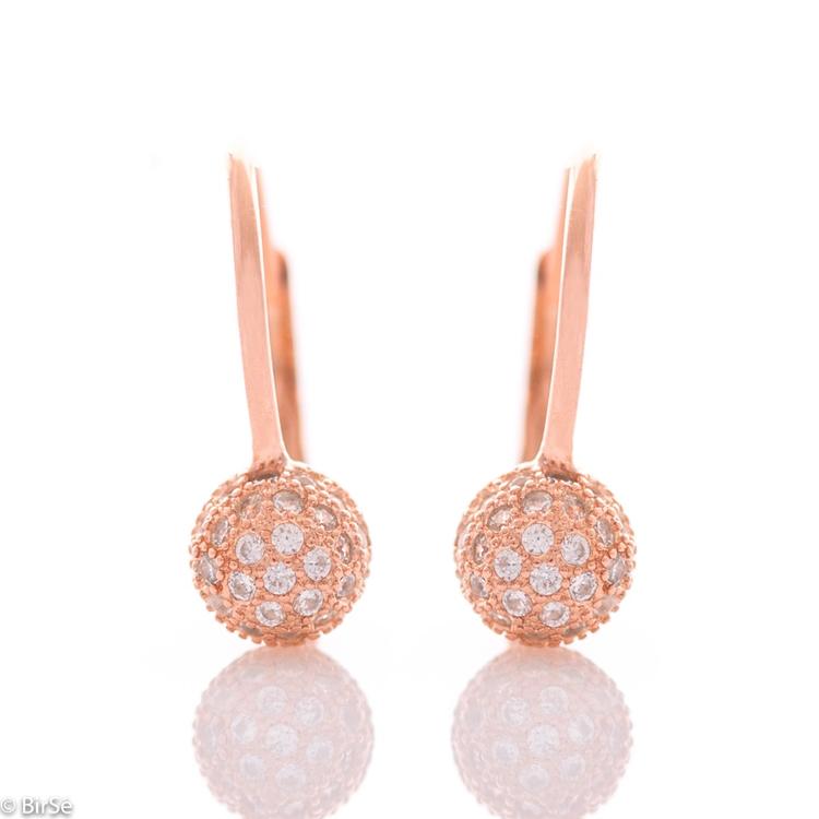 Silver earrings - Pink glitter 