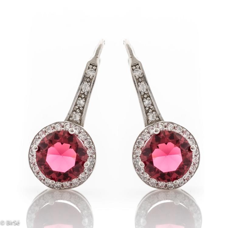 Silver earrings - Ruby