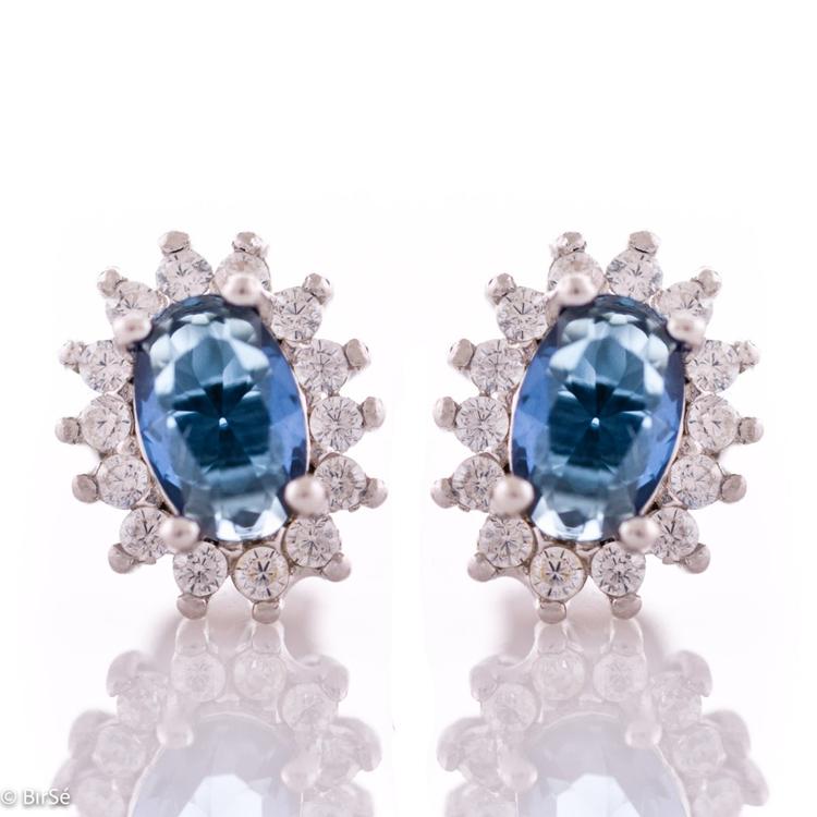 Silver earrings - Sapphire and Zirconi