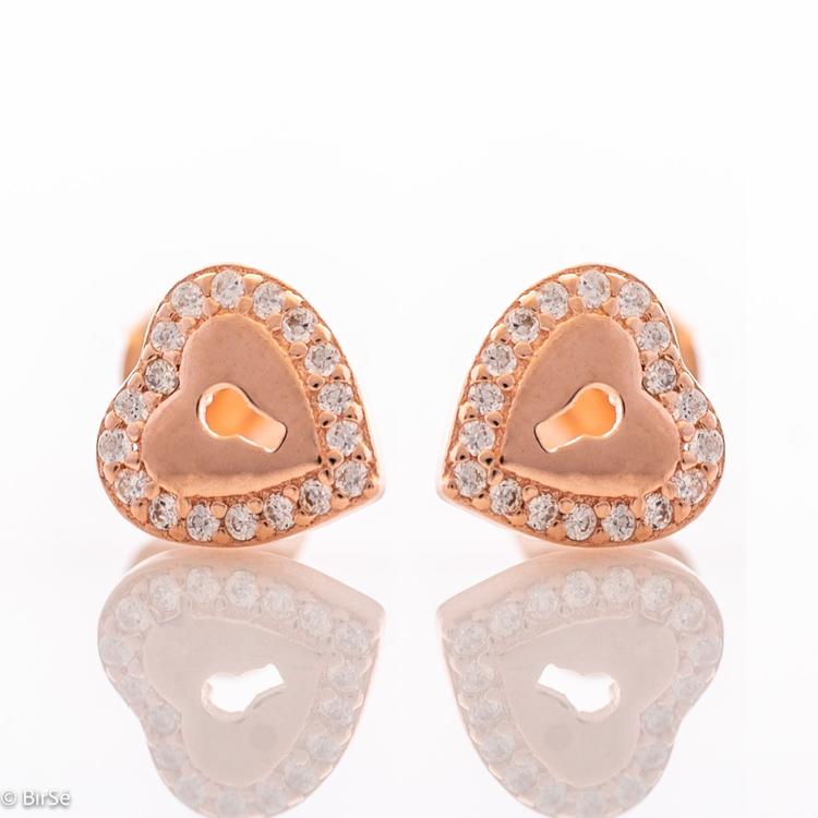 Silver Earrings - Pink Hearts