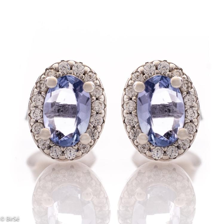 Silver earrings - Natural tanzanite 0,96 ct.