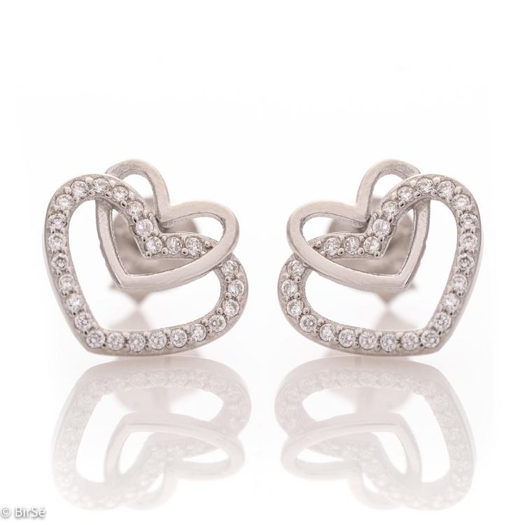 Silver Earrings - Intertwined Hearts