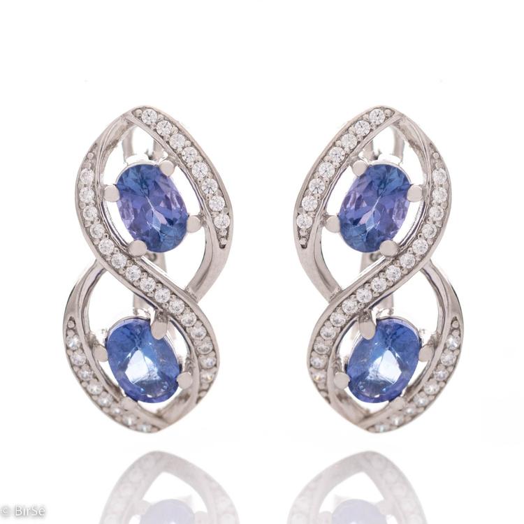 Silver earrings - Natural Tanzanite 0,80 ct.