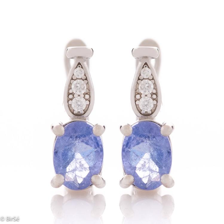 Silver earrings - Natural Tanzanite 0,96 ct.