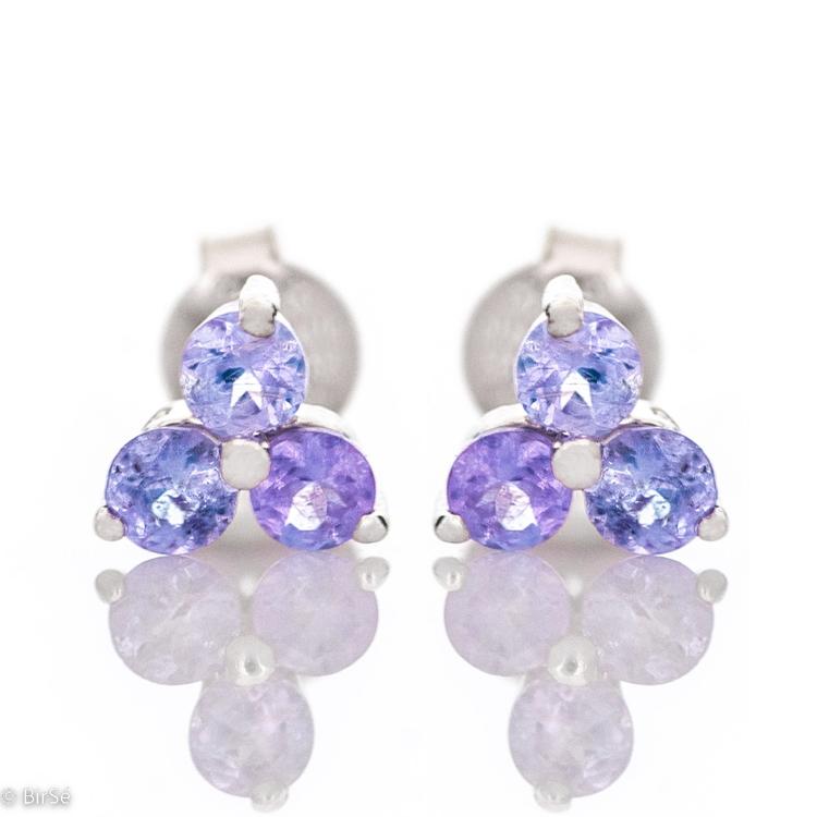 Silver earrings - Natural Tanzanite - 0,36 ct.