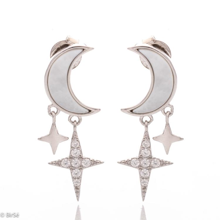 Silver Earrings - Moon and Stars