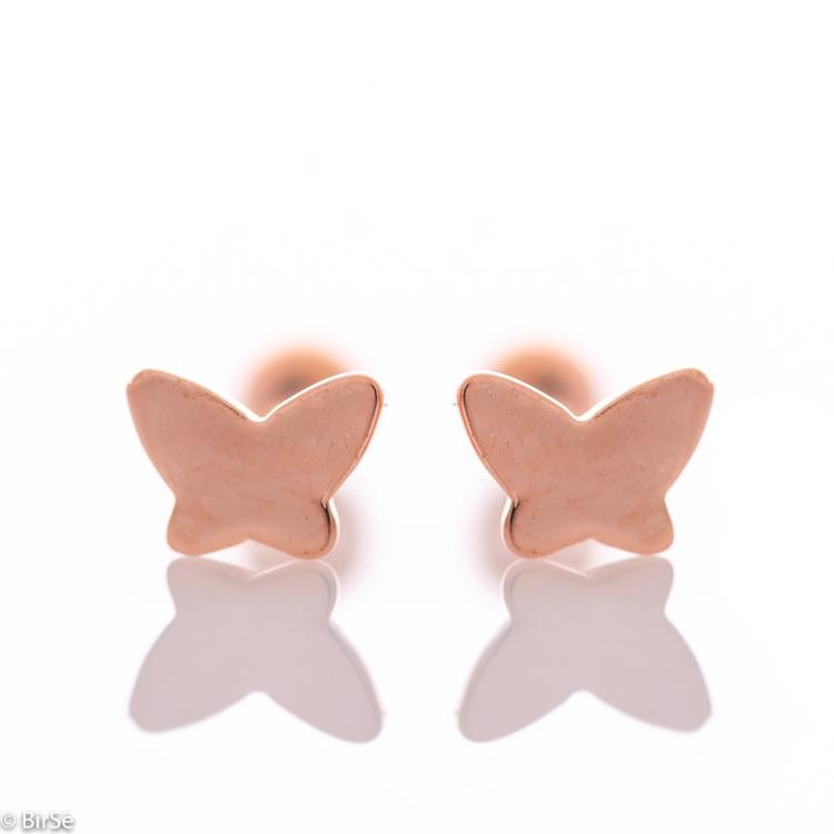 Silver earrings - Pink Butterflies 