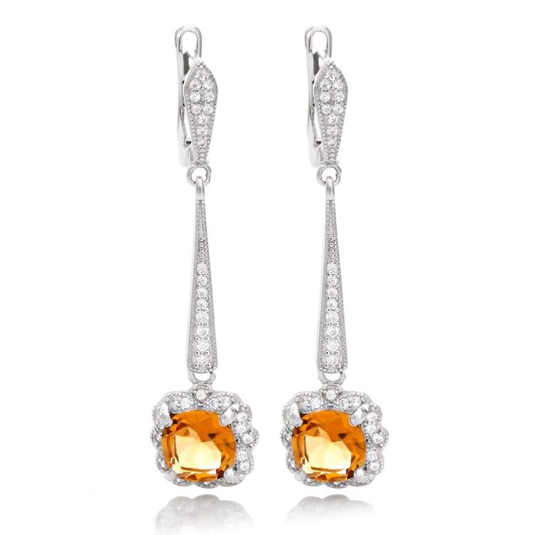 Silver Hanging Earrings - Natural Citrine- 2,60 ct.