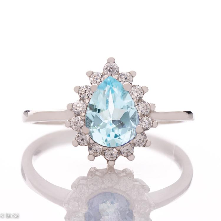 Silver ring - Natural Blue Topaz 1,10 ct.