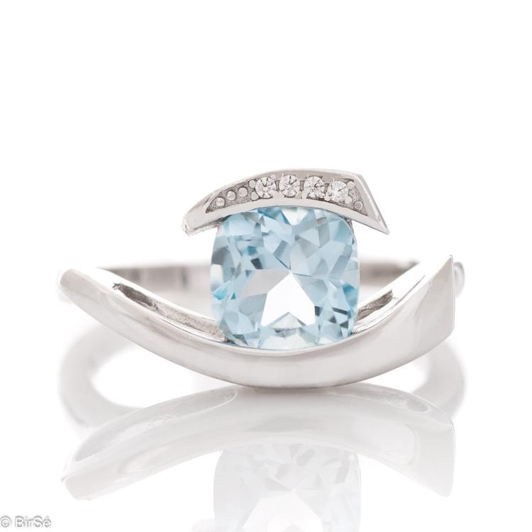 Silver Ring - Natural Blue Topaz 1,55 ct.