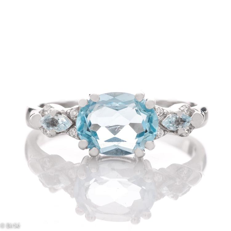 Silver Ring - Natural Blue Topaz 2,64 ct.