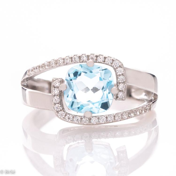 Silver Ring - Natural Blue Topaz 1,55 ct.